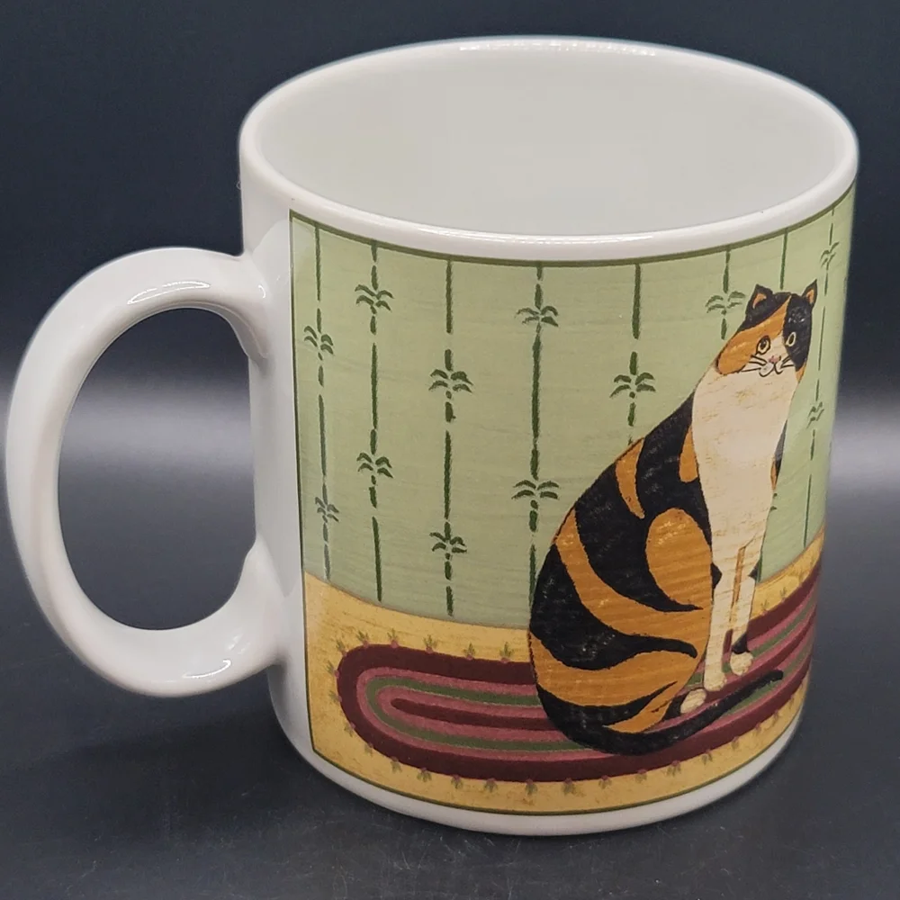 Vintage Warren Kimble Striped Cat Stoneware Mug CLEAN - Picture 3 of 9